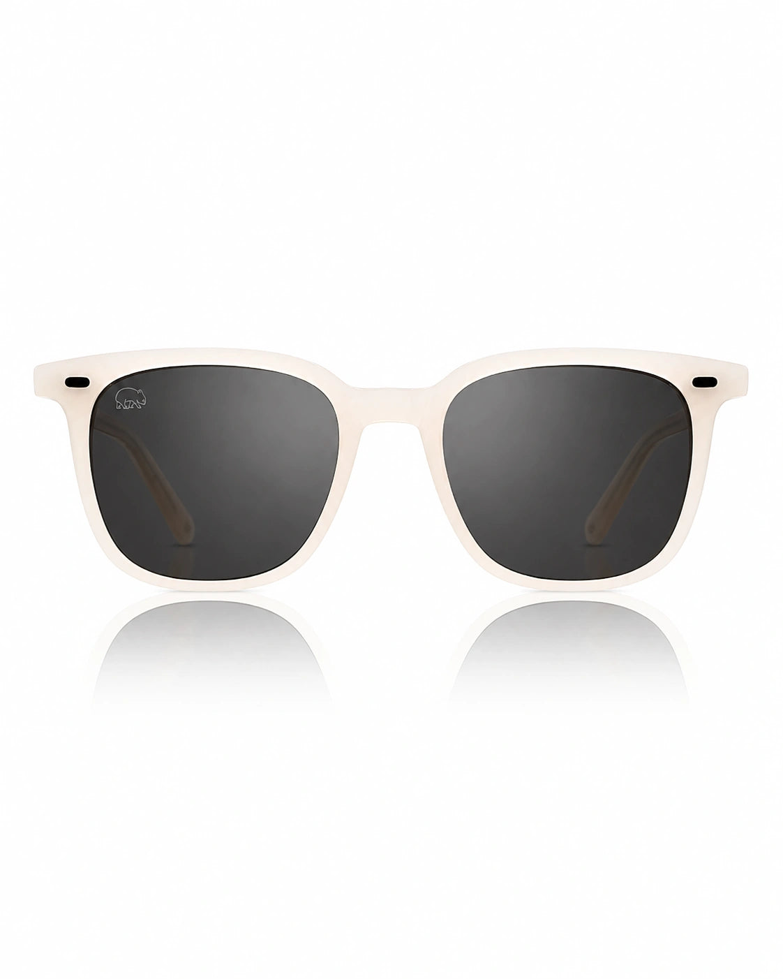 Wombat Orca front view, sea foam bio-acetate frame with grey CR39 polarised lenses