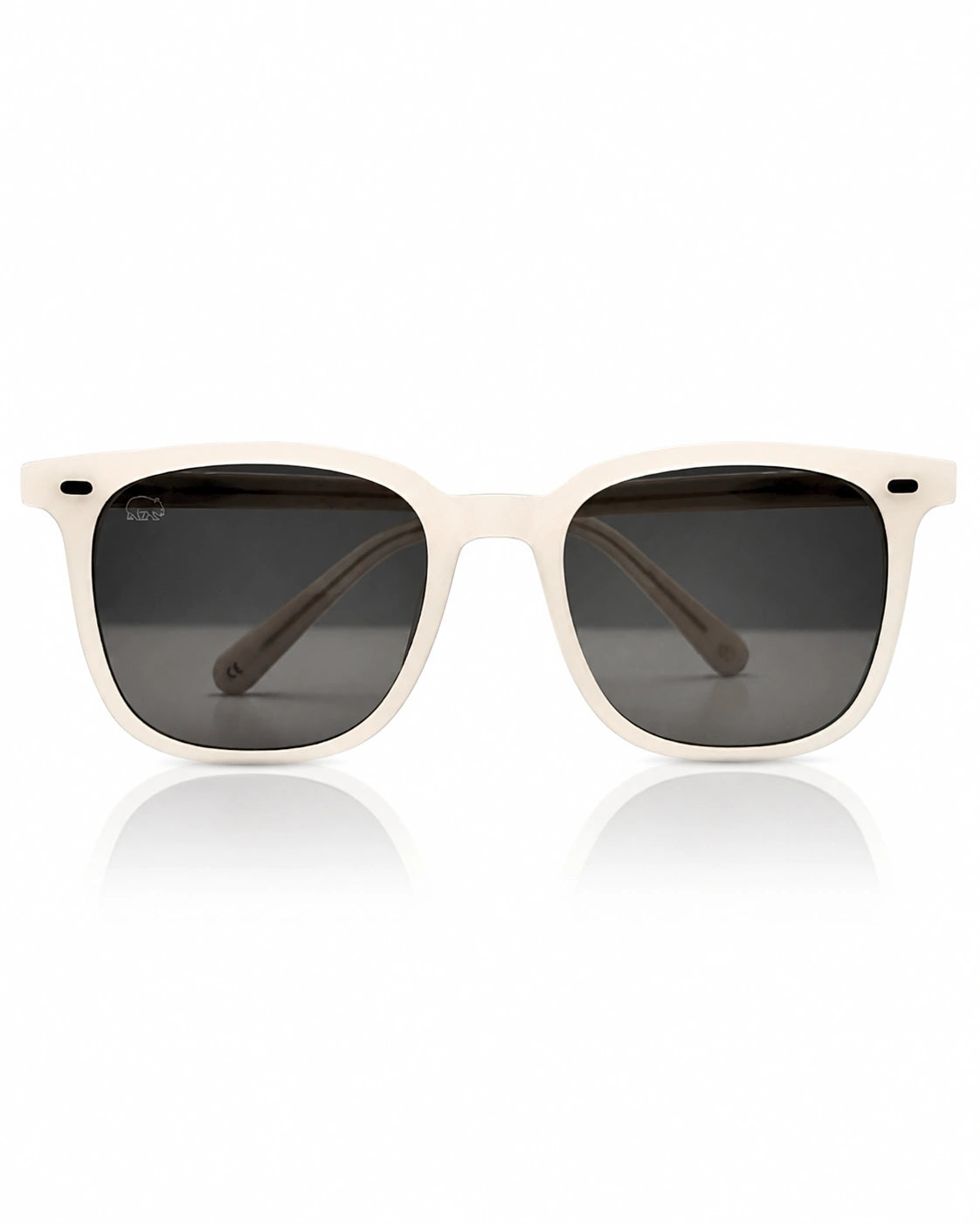 Wombat Orca lifestyle sunglasses front angle, wide-square sea foam frame with grey polarised lenses