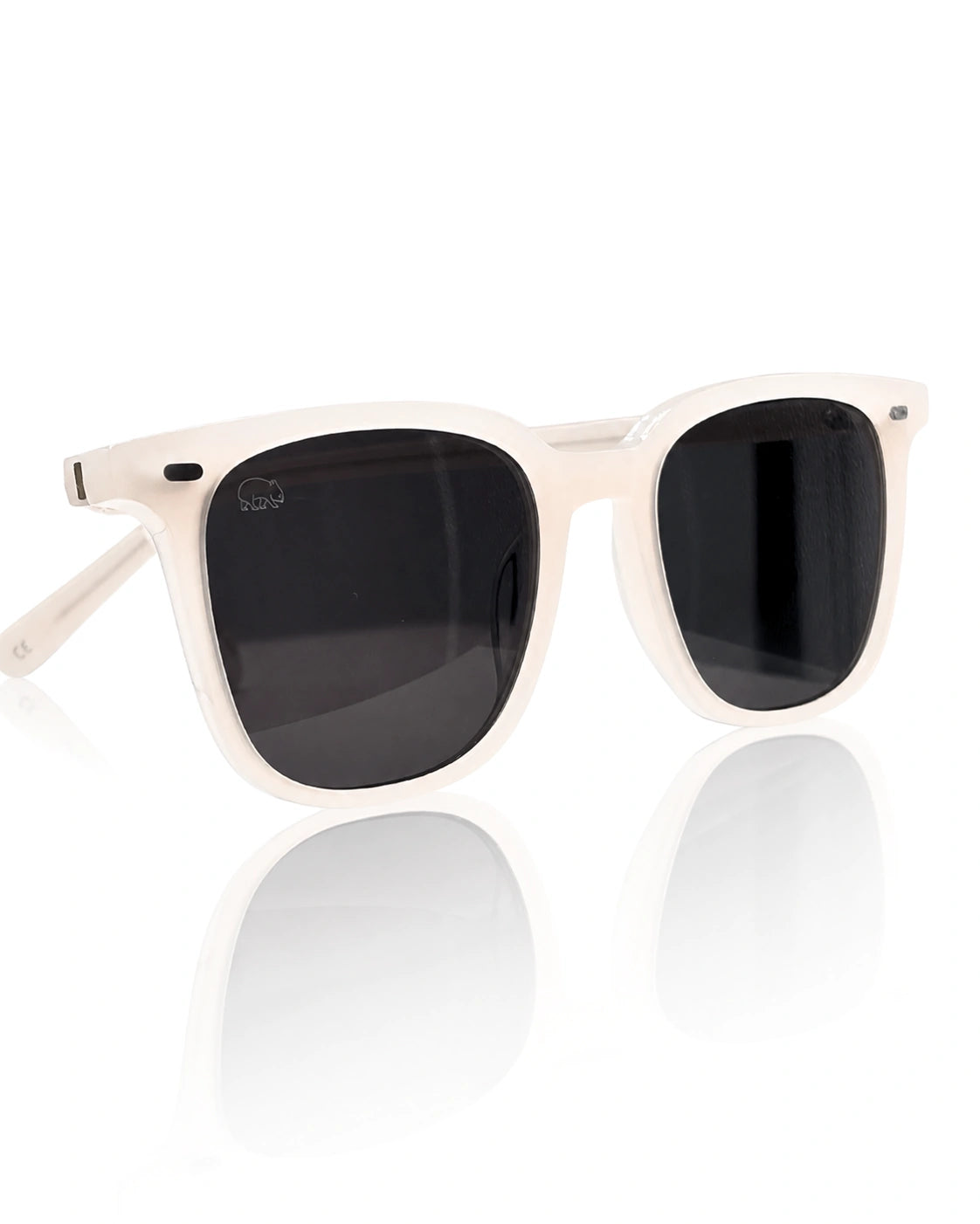 Wombat Orca three quarter view, translucent sea foam bio-acetate and grey CR39 polarised lenses