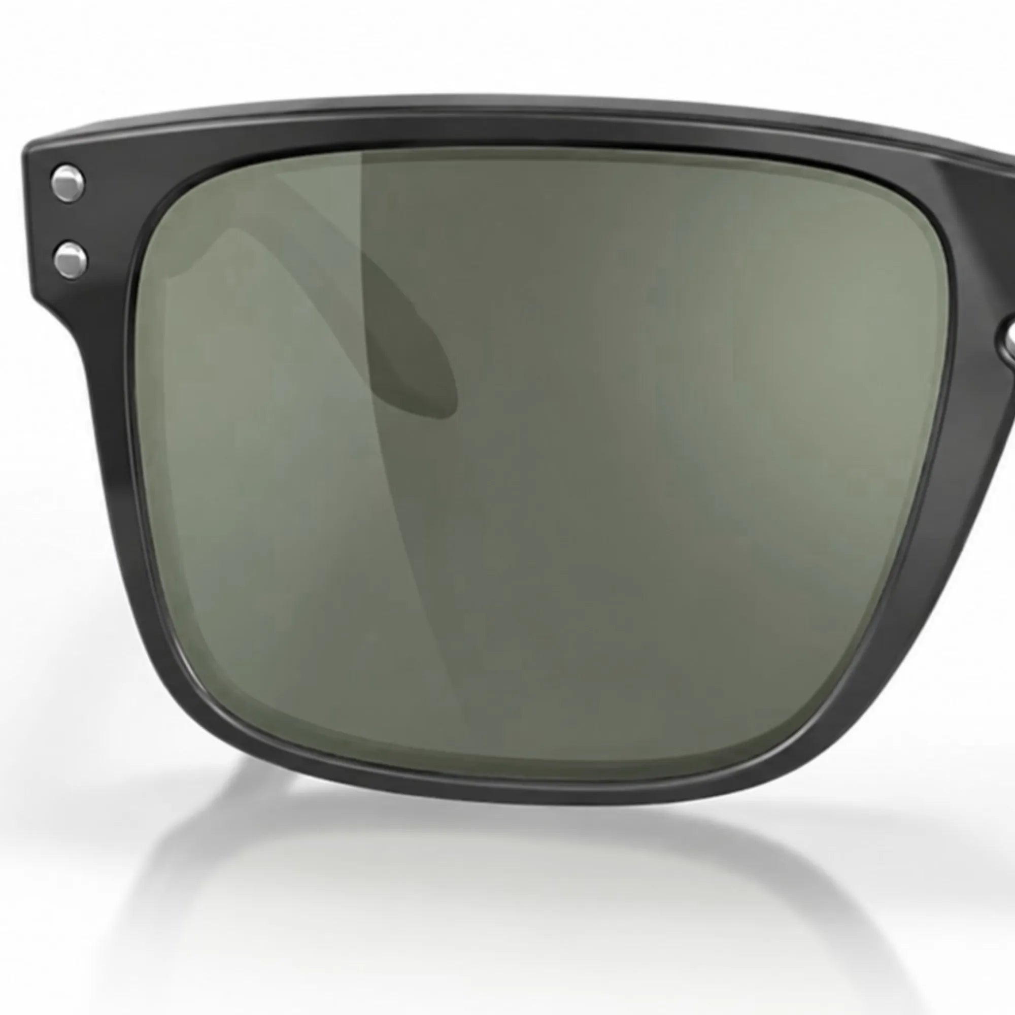 Black oakley sunglasses with dark lenses on a white background