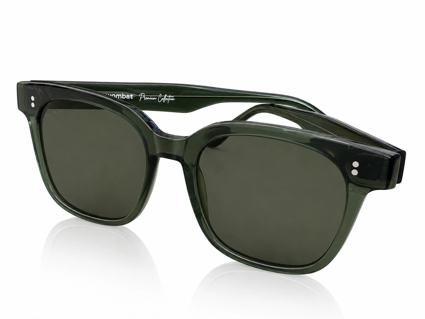 Bottle Green Wombat sunglasses one third angle