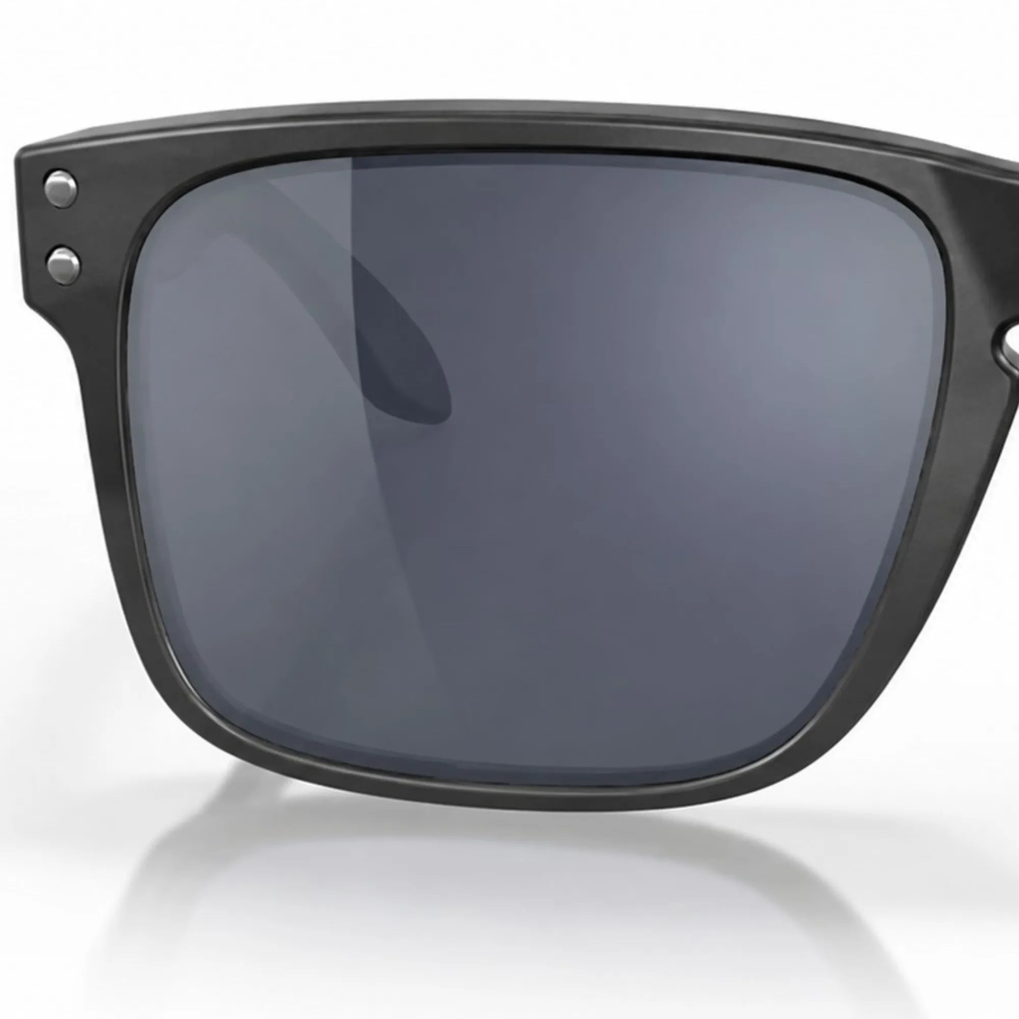 Black sunglasses with dark lenses on a white background